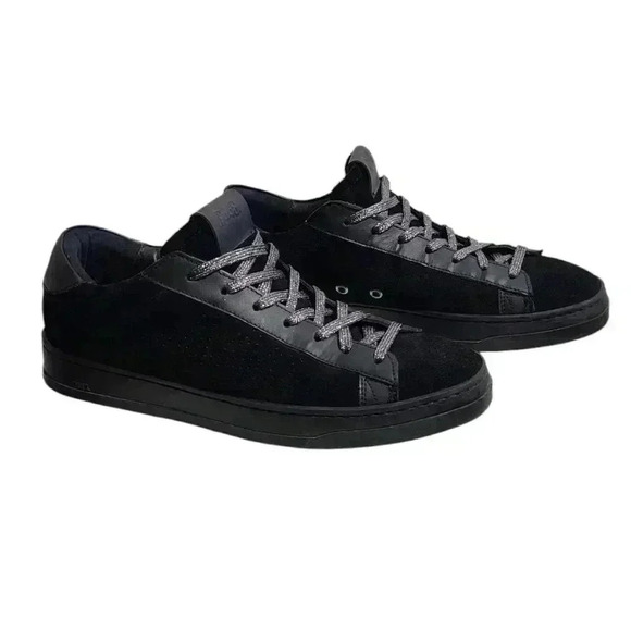 P448 Jack All Black Suede and Leather Italian Sneakers Size 39 US 8.5 - Picture 2 of 11